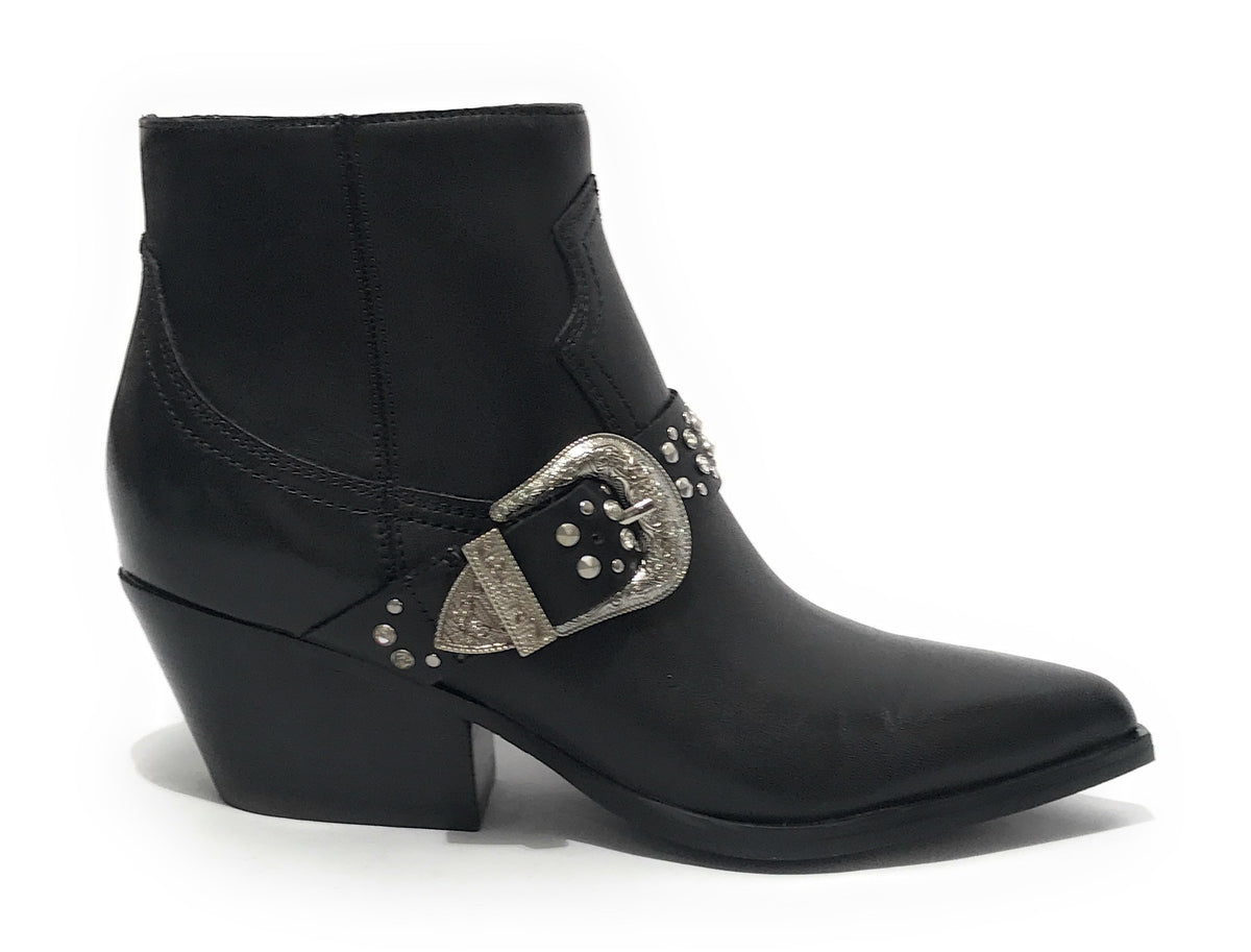 Scarpe donna Guess stivaletto texano Hermine in pelle nero D24GU47 FL7HRMLEA10