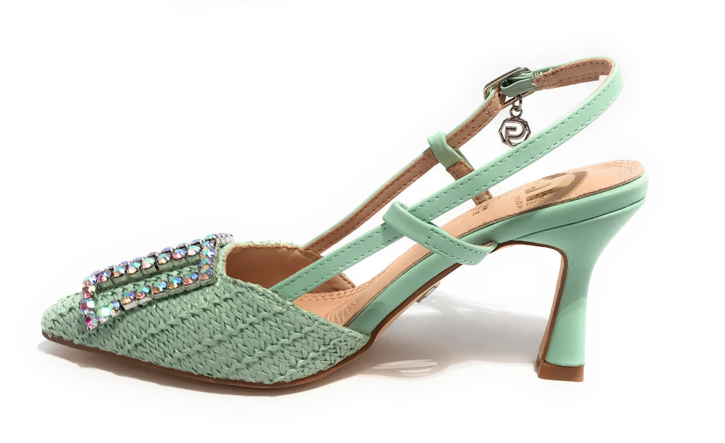 Scarpe donna sandalo Gold&gold ecopelle verde con strass DS24GG12 GP647