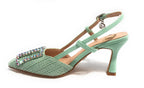 Scarpe donna sandalo Gold&gold ecopelle verde con strass DS24GG12 GP647