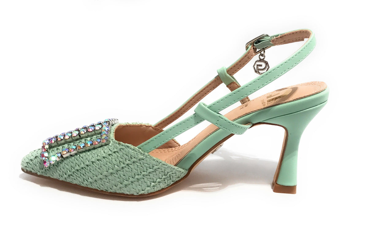 Scarpe donna sandalo Gold&gold ecopelle verde con strass DS24GG12 GP647