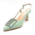 Scarpe donna sandalo Gold&gold ecopelle verde con strass DS24GG12 GP647