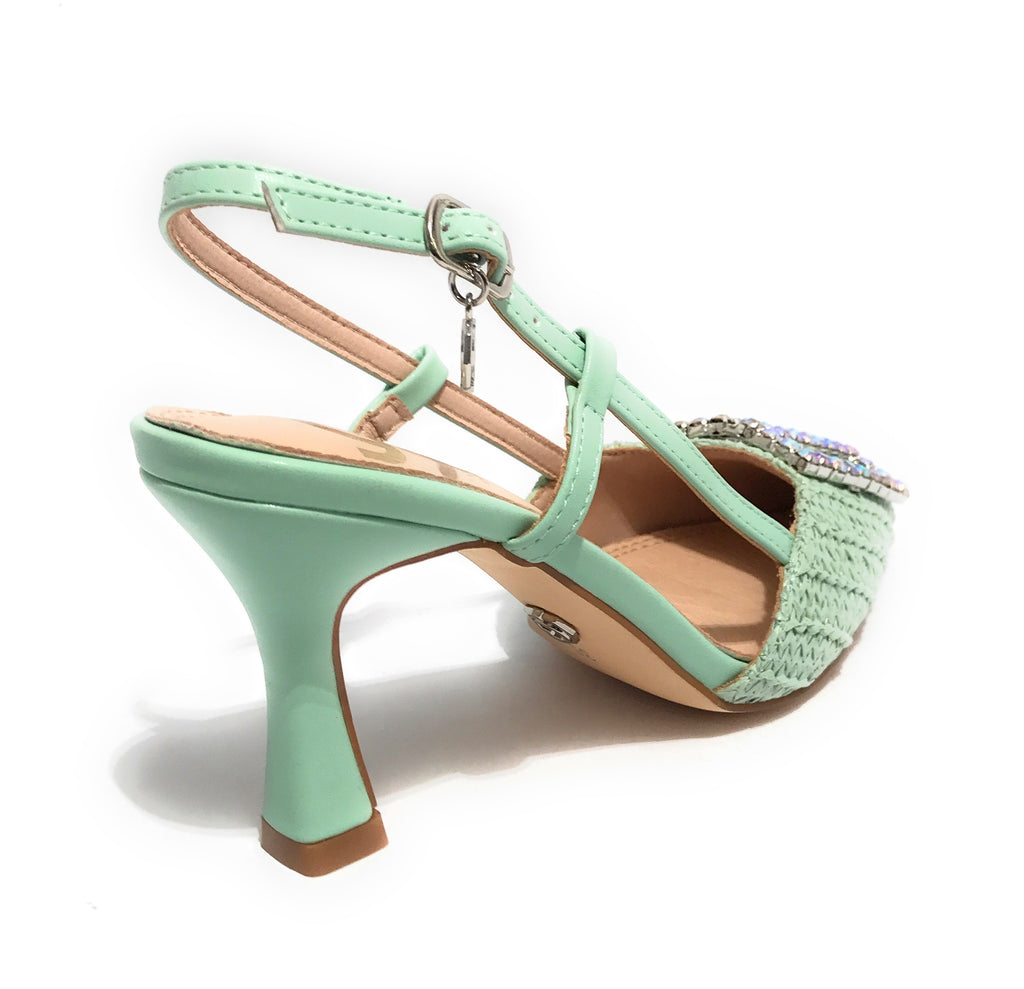 Scarpe donna sandalo Gold&gold ecopelle verde con strass DS24GG12 GP647