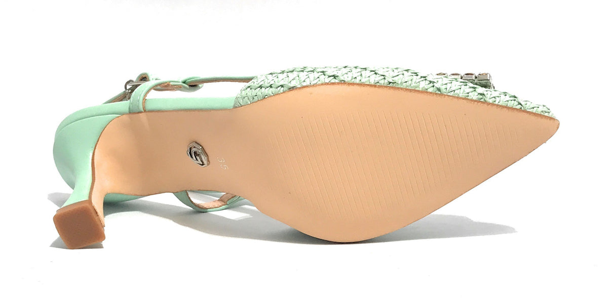 Scarpe donna sandalo Gold&gold ecopelle verde con strass DS24GG12 GP647