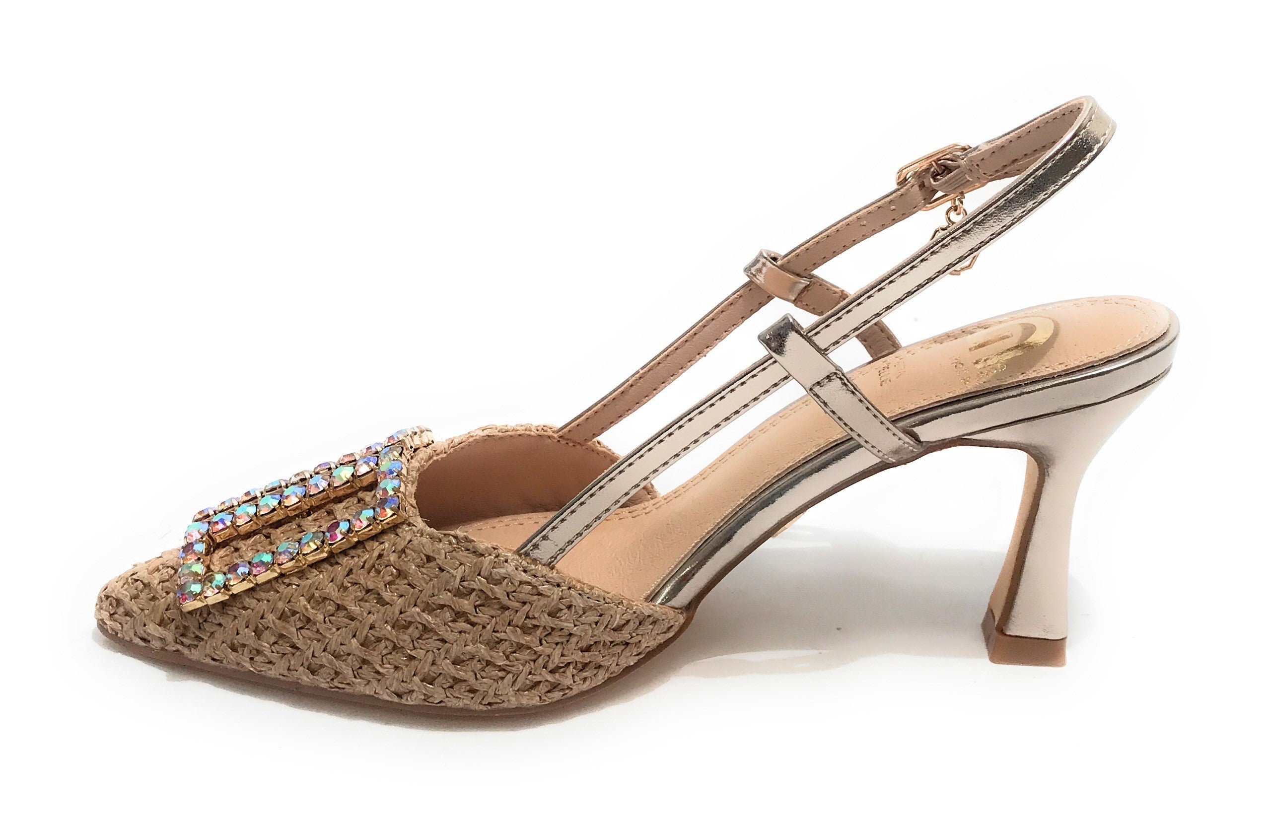 Scarpe donna sandalo Gold&gold ecopelle champagne con strass DS24GG28 GP647