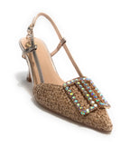 Scarpe donna sandalo Gold&gold ecopelle champagne con strass DS24GG28 GP647