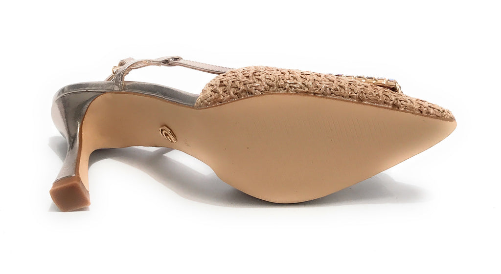 Scarpe donna sandalo Gold&gold ecopelle champagne con strass DS24GG28 GP647