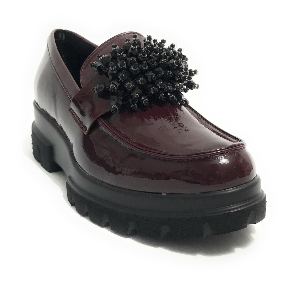 Scarpe donna mocassino Gold&gold vernice rosso bordeaux D25GG03 GB870