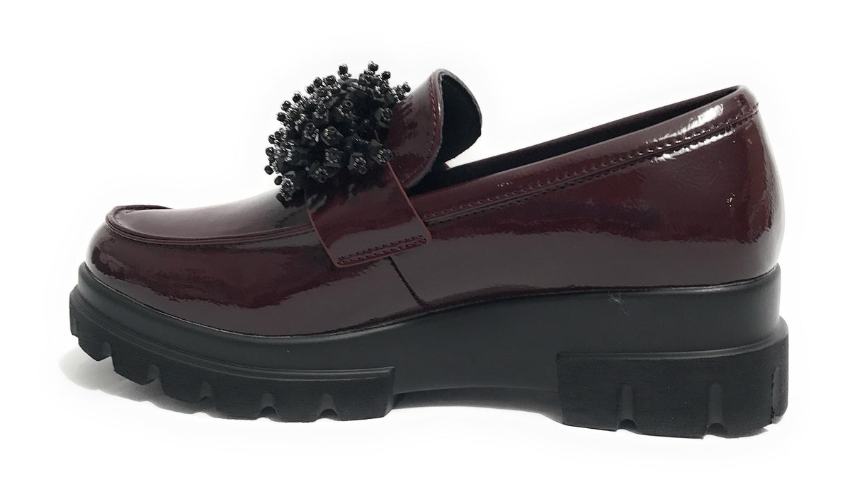 Scarpe donna mocassino Gold&gold vernice rosso bordeaux D25GG03 GB870
