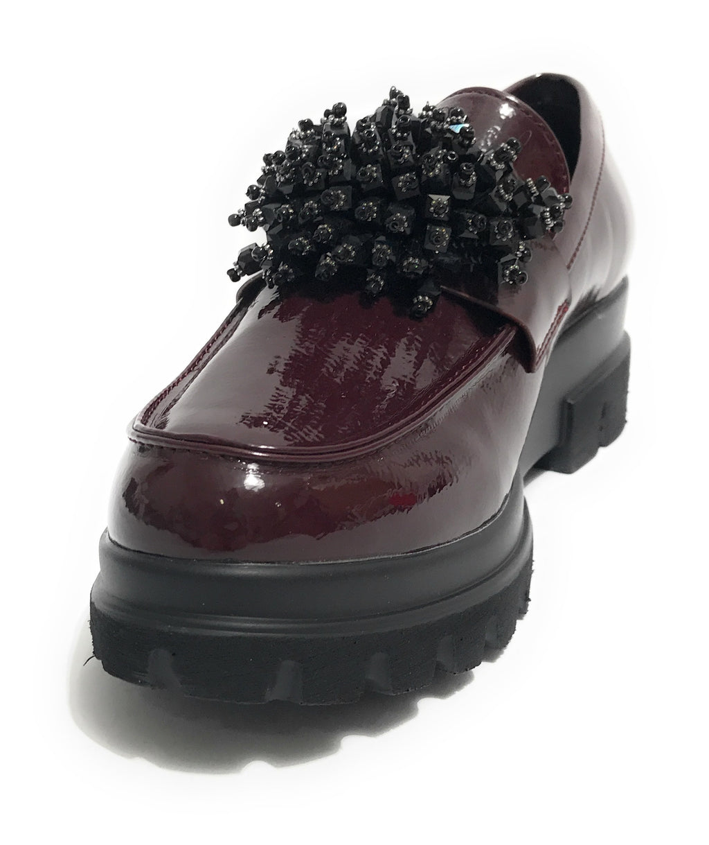 Scarpe donna mocassino Gold&gold vernice rosso bordeaux D25GG03 GB870
