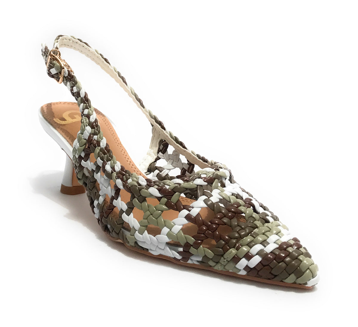 Scarpe donna sandalo Gold&gold caffè/verde/bianco DS25GG47 GD246