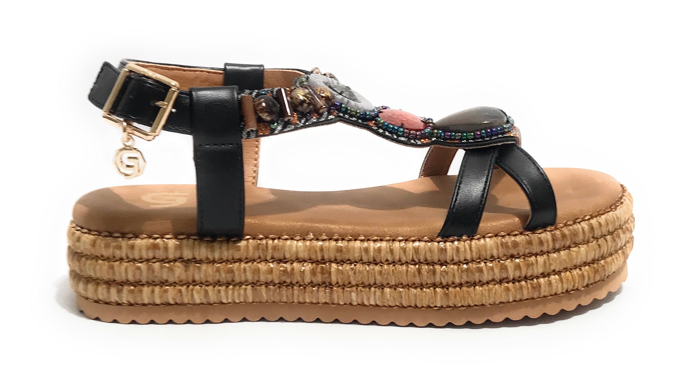 Scarpe donna sandalo Gold&gold ecopelle nero DS25GG59 GC760
