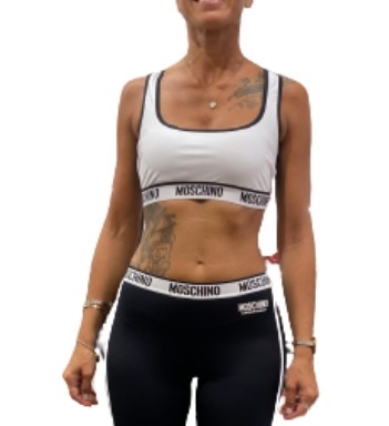 Top donna Moschino bianco/nero logo E24MO06 V6A0801 9404 1001