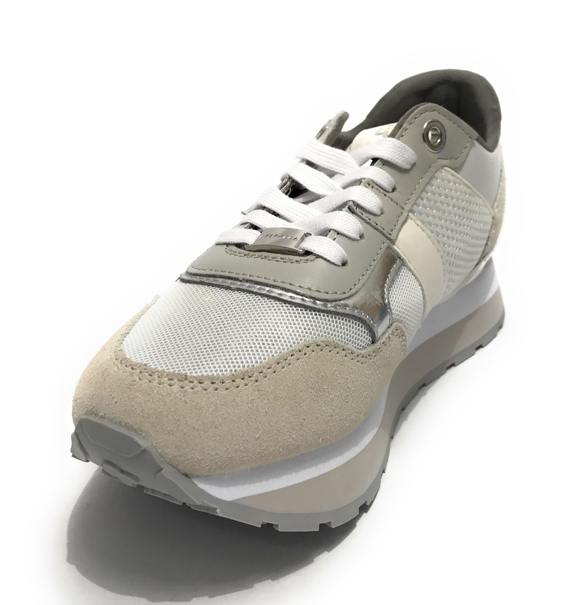 Sneaker running Rubye in pelle/ tessuto white/ silver donna DS22AP01 S2RSD19
