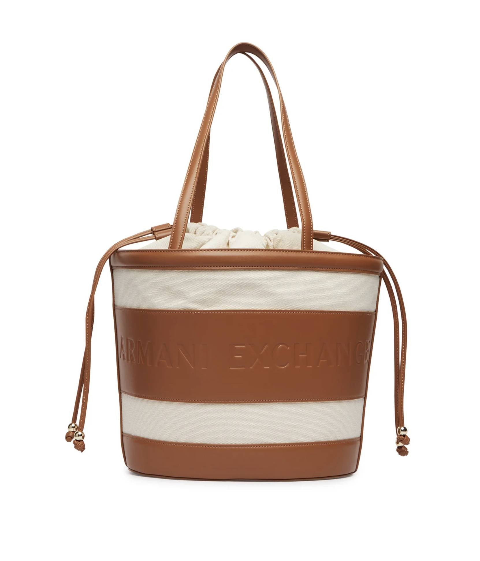 Borsa donna a secchiello mano/spalla Armani Exchange natural/saline clay BS26AX10 XW002607 AF22635 M6261