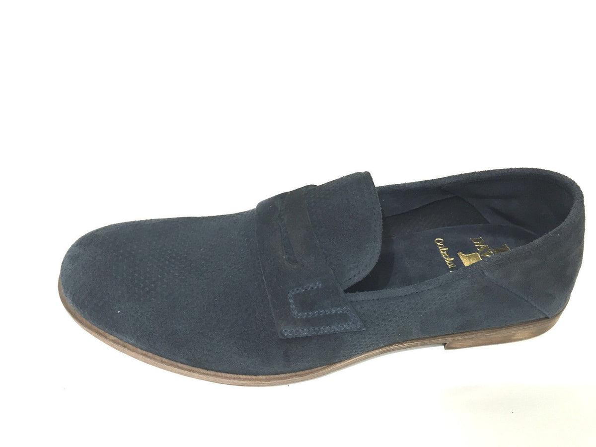 SCARPE UOMO DAVIDSON MOCASSINO TRAFORATO CAM BLU VESUVIO ARTIGIANALE US15DV05