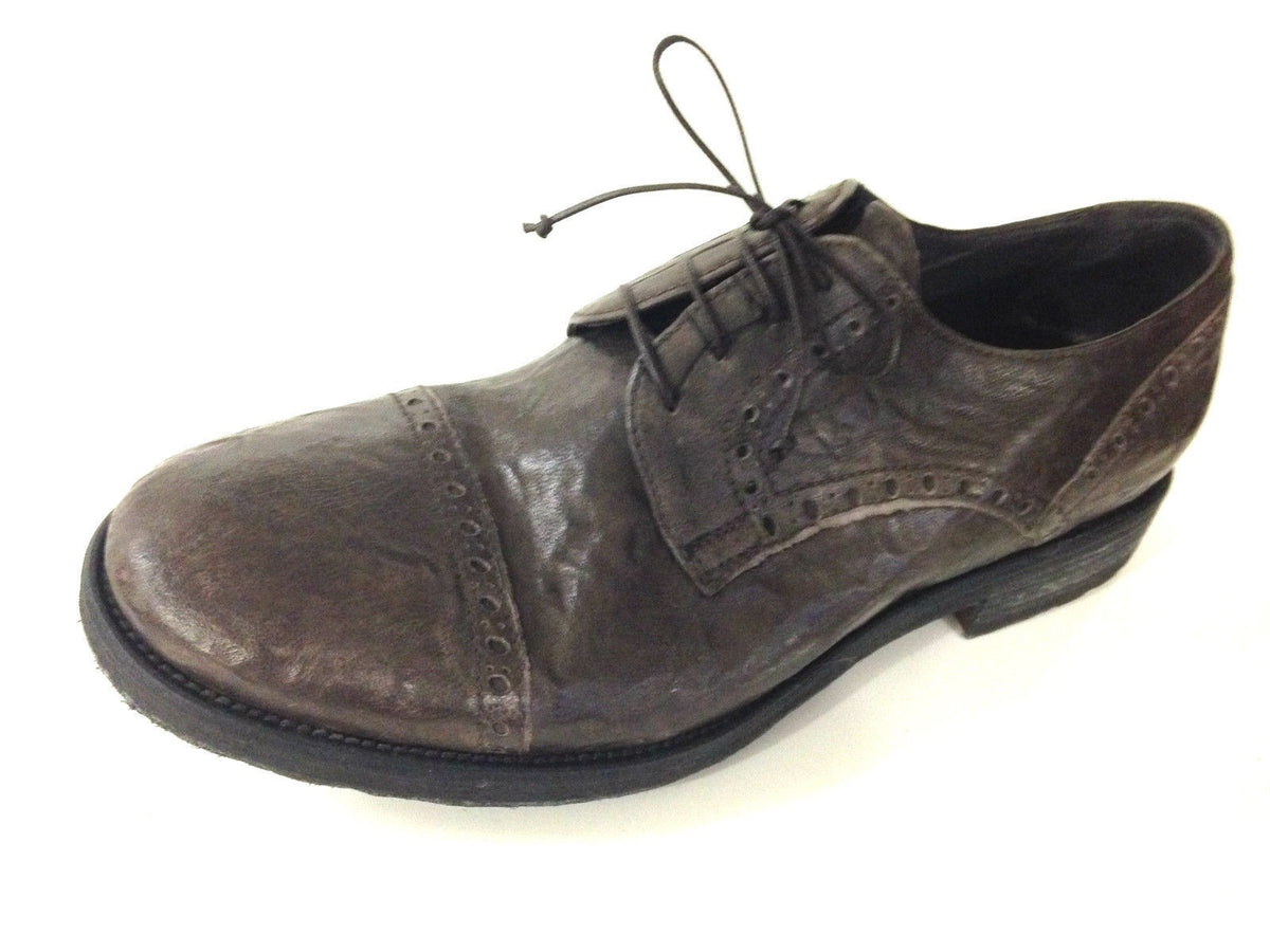SCARPE UOMO DAVIDSON ALLACCIATA  PELLE BURRATTATA MORO ARTIGIANALE U15DV03