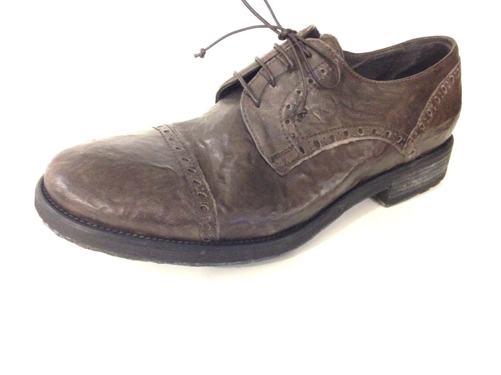 SCARPE UOMO DAVIDSON ALLACCIATA  PELLE BURRATTATA MORO ARTIGIANALE U15DV03
