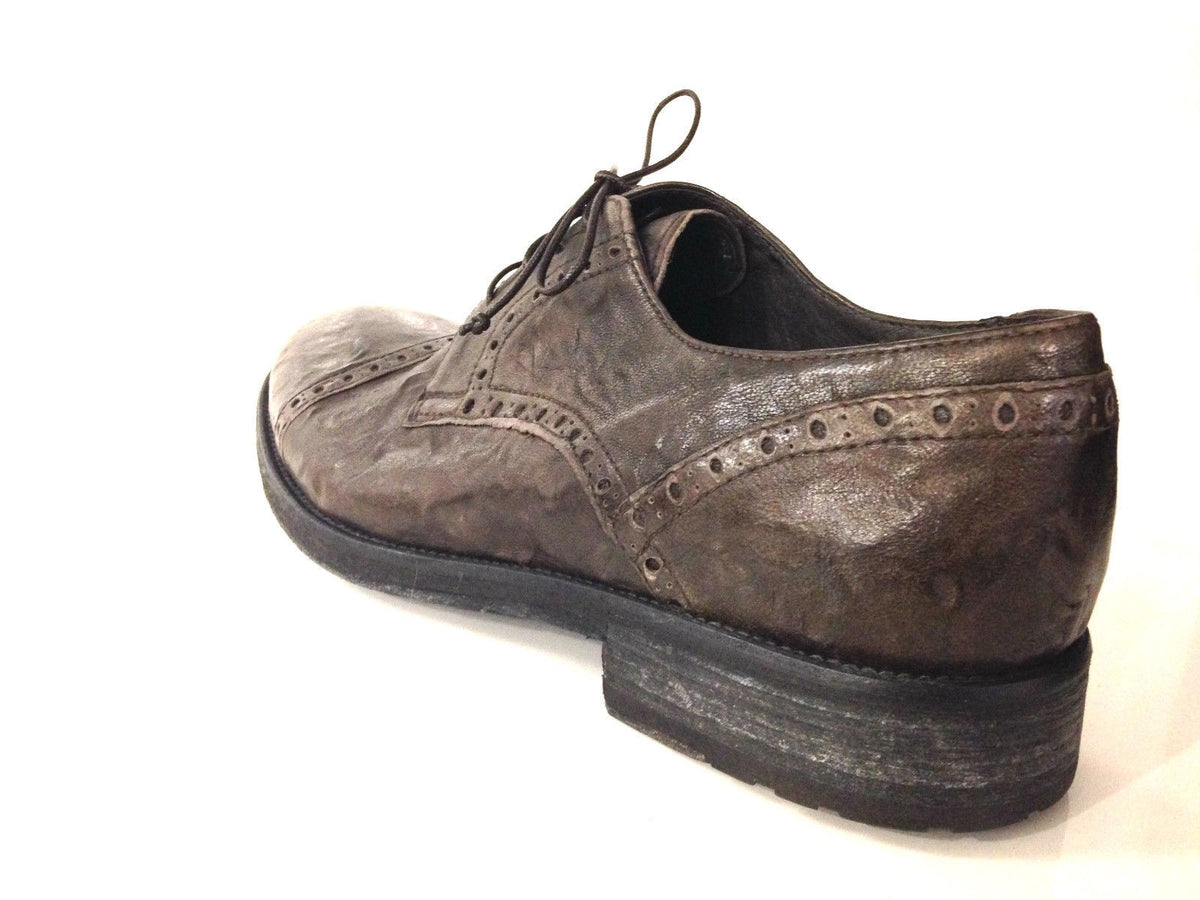 SCARPE UOMO DAVIDSON ALLACCIATA  PELLE BURRATTATA MORO ARTIGIANALE U15DV03