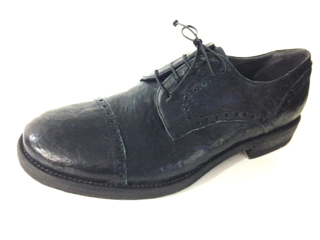 SCARPE UOMO DAVIDSON ALLACCIATA  PELLE BURRATTATA NERO ARTIGIANALE U15DV04