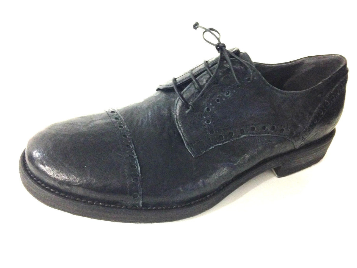 SCARPE UOMO DAVIDSON ALLACCIATA  PELLE BURRATTATA NERO ARTIGIANALE U15DV04