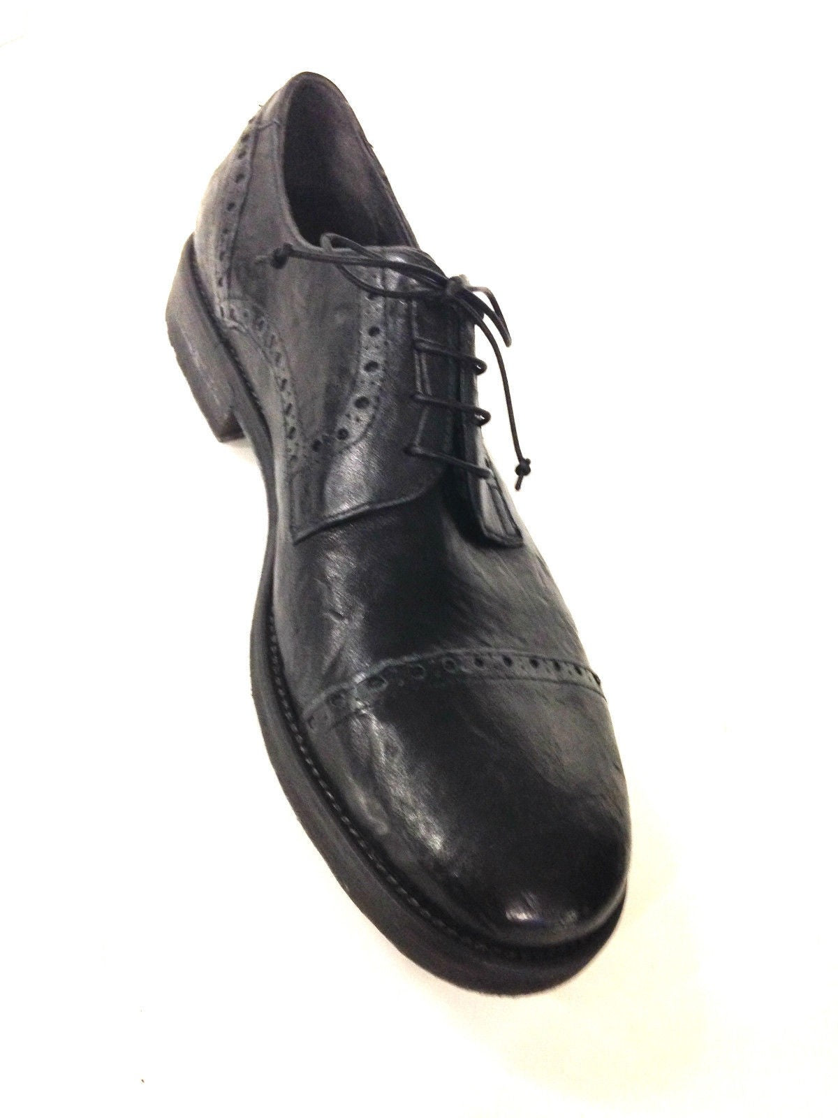 SCARPE UOMO DAVIDSON ALLACCIATA  PELLE BURRATTATA NERO ARTIGIANALE U15DV04