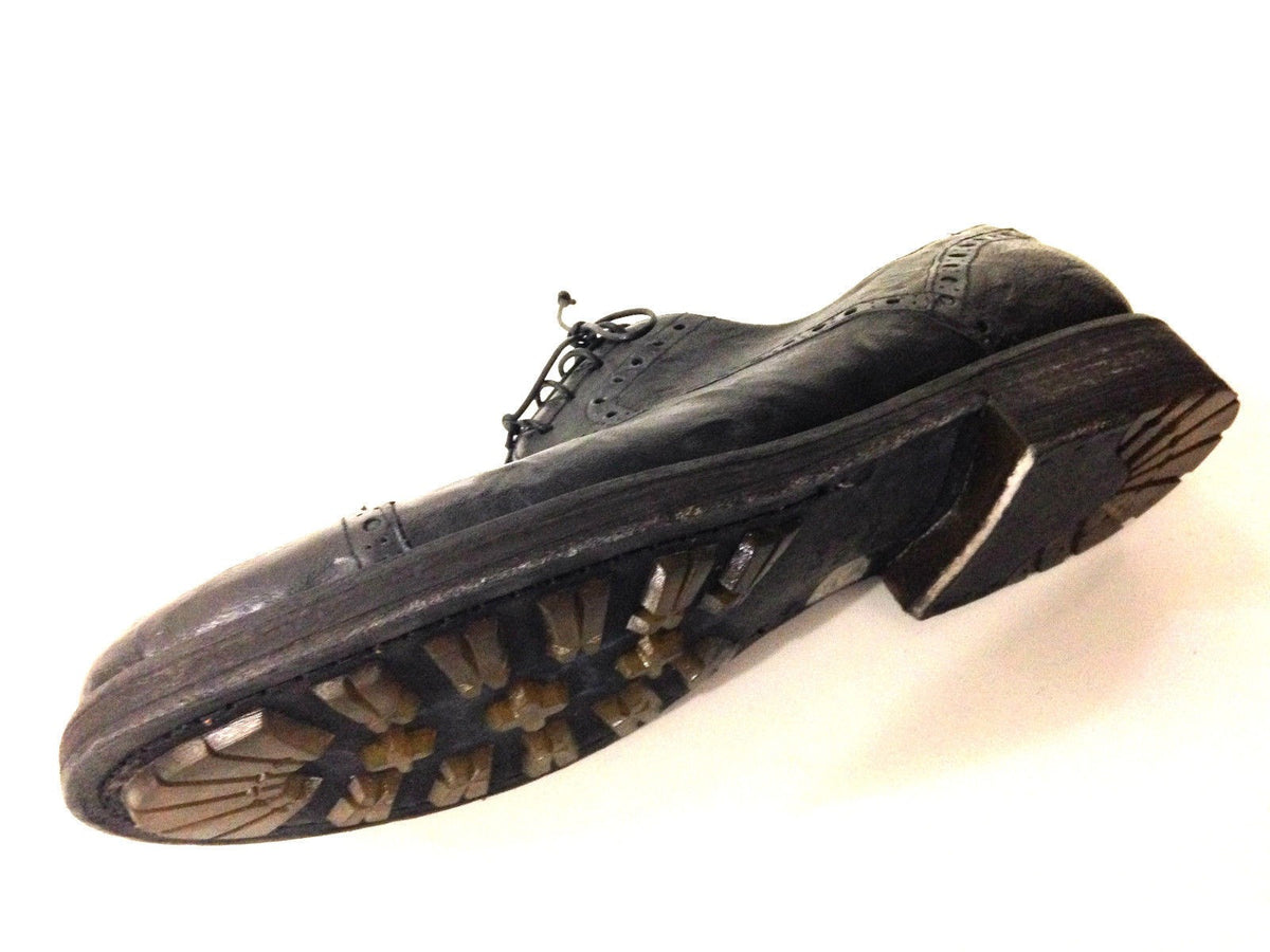 SCARPE UOMO DAVIDSON ALLACCIATA  PELLE BURRATTATA NERO ARTIGIANALE U15DV04