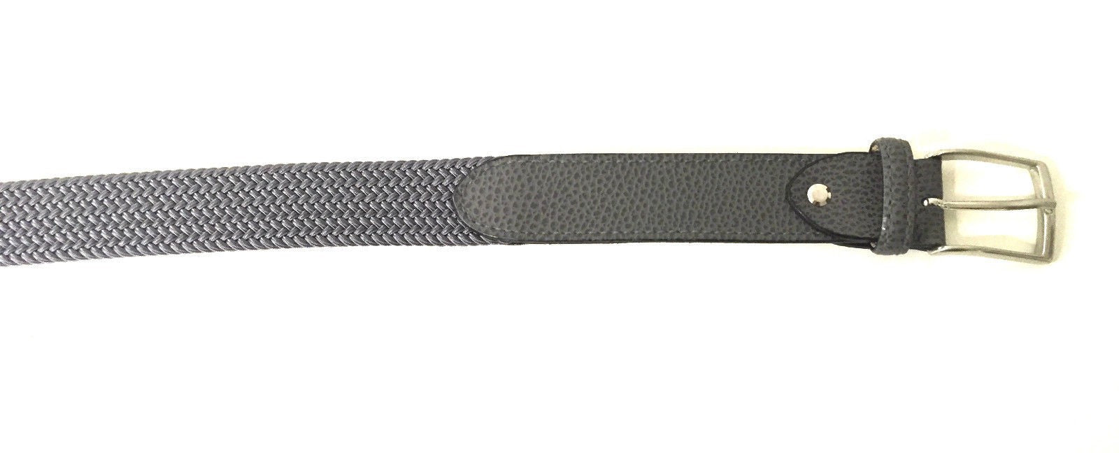 CINTURA DA UOMO ZERBINI COTONE ELAST. E PELLE GRIGIO E FIBBIA SILVER A15ZE03