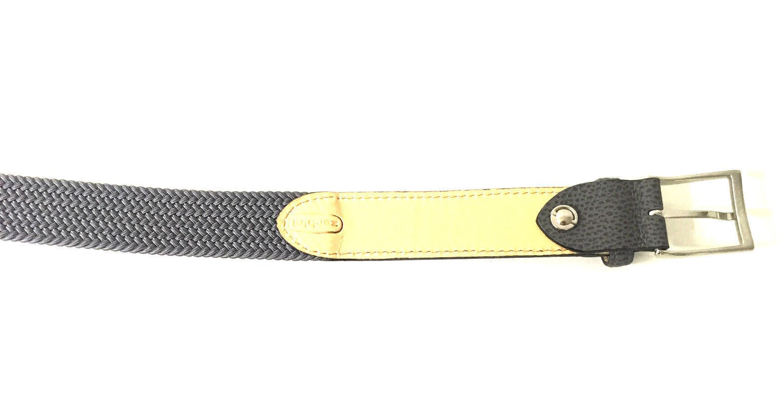 CINTURA DA UOMO ZERBINI COTONE ELAST. E PELLE GRIGIO E FIBBIA SILVER A15ZE03