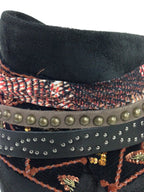 SCARPE  DONNA TEXANINO LAVORATO A MANO IN CAMOSCCIO NERO ECLIPSE H.MADE  D14PR02