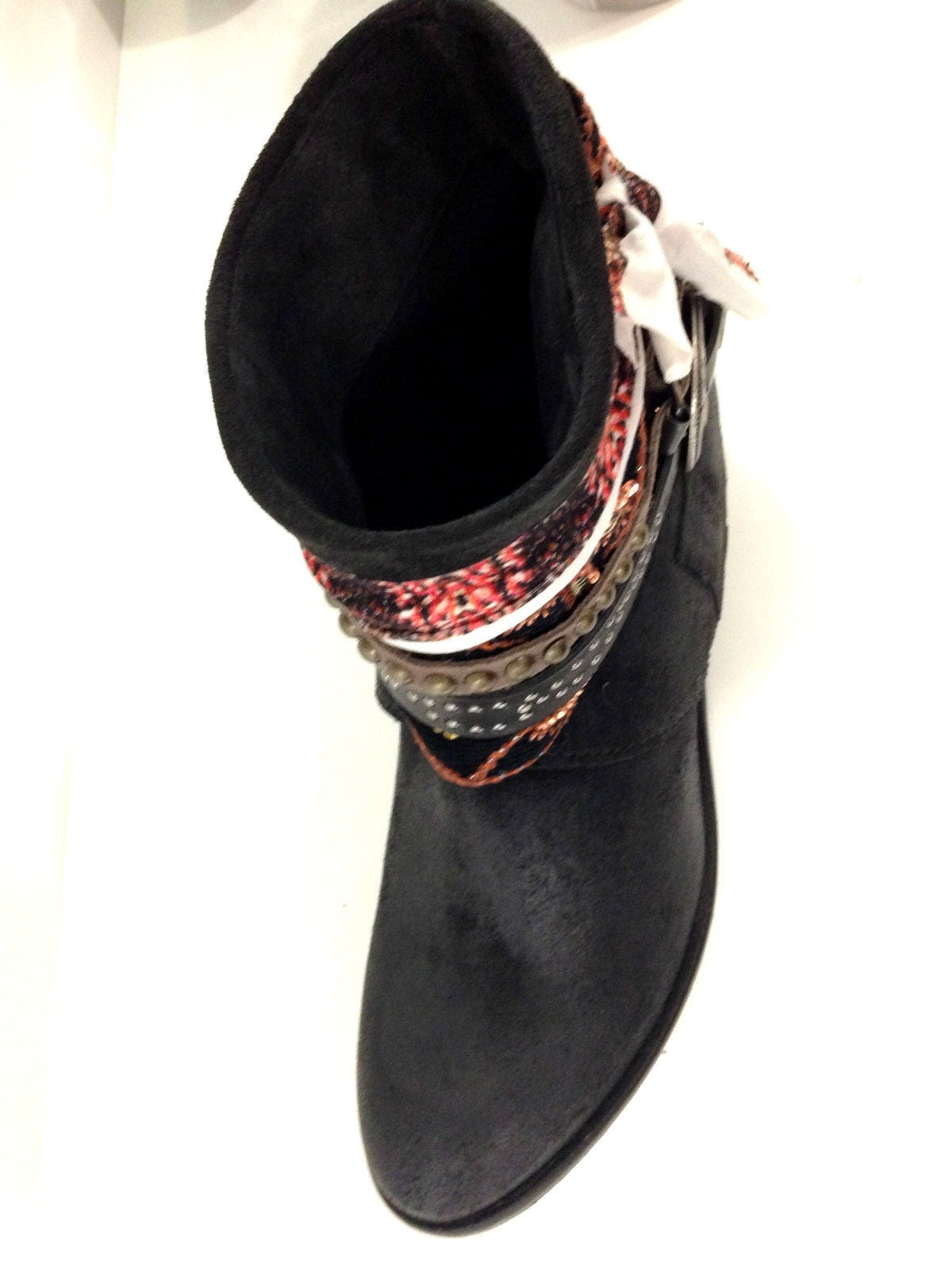 SCARPE  DONNA TEXANINO LAVORATO A MANO IN CAMOSCCIO NERO ECLIPSE H.MADE  D14PR02