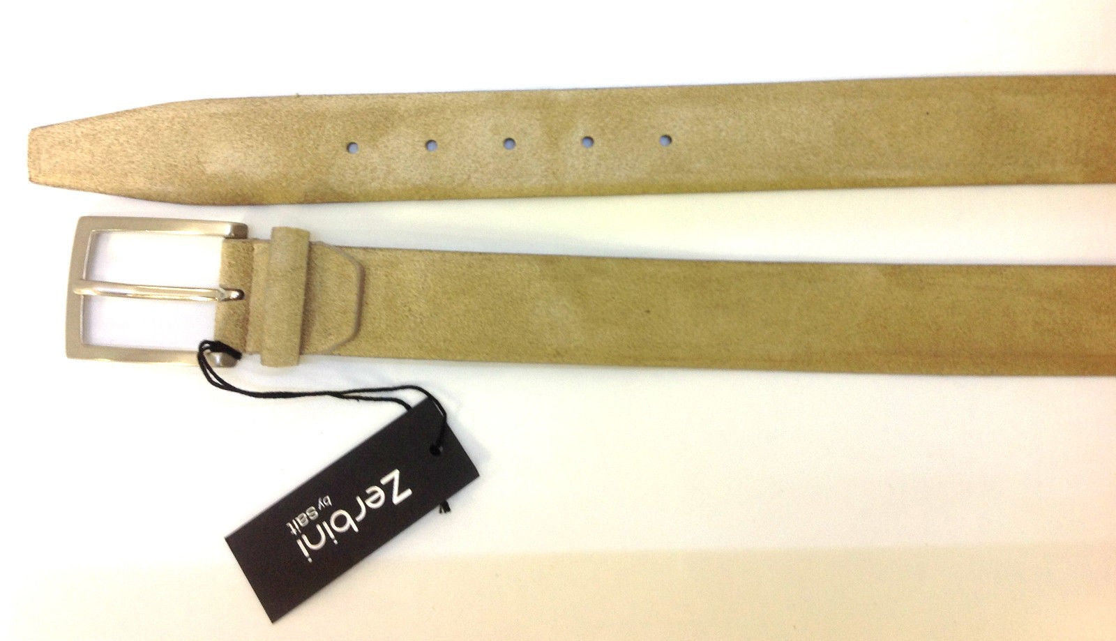 CINTA ZERBINI IN CAMOSCIO TAUPE CON FIBBIA CROMATA E SATINATA A VITE H. 3,5 CM