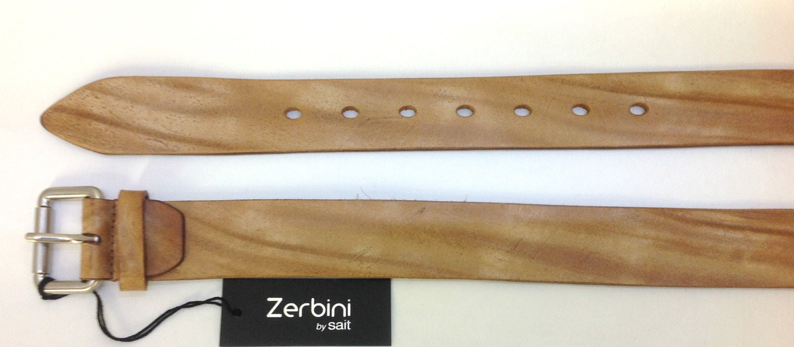 CINTA ZERBINI IN PELLE BOTTOLATA COGNAC FIBBIA IN ACCIAIO SAT. A VITE H. 3,5 CM