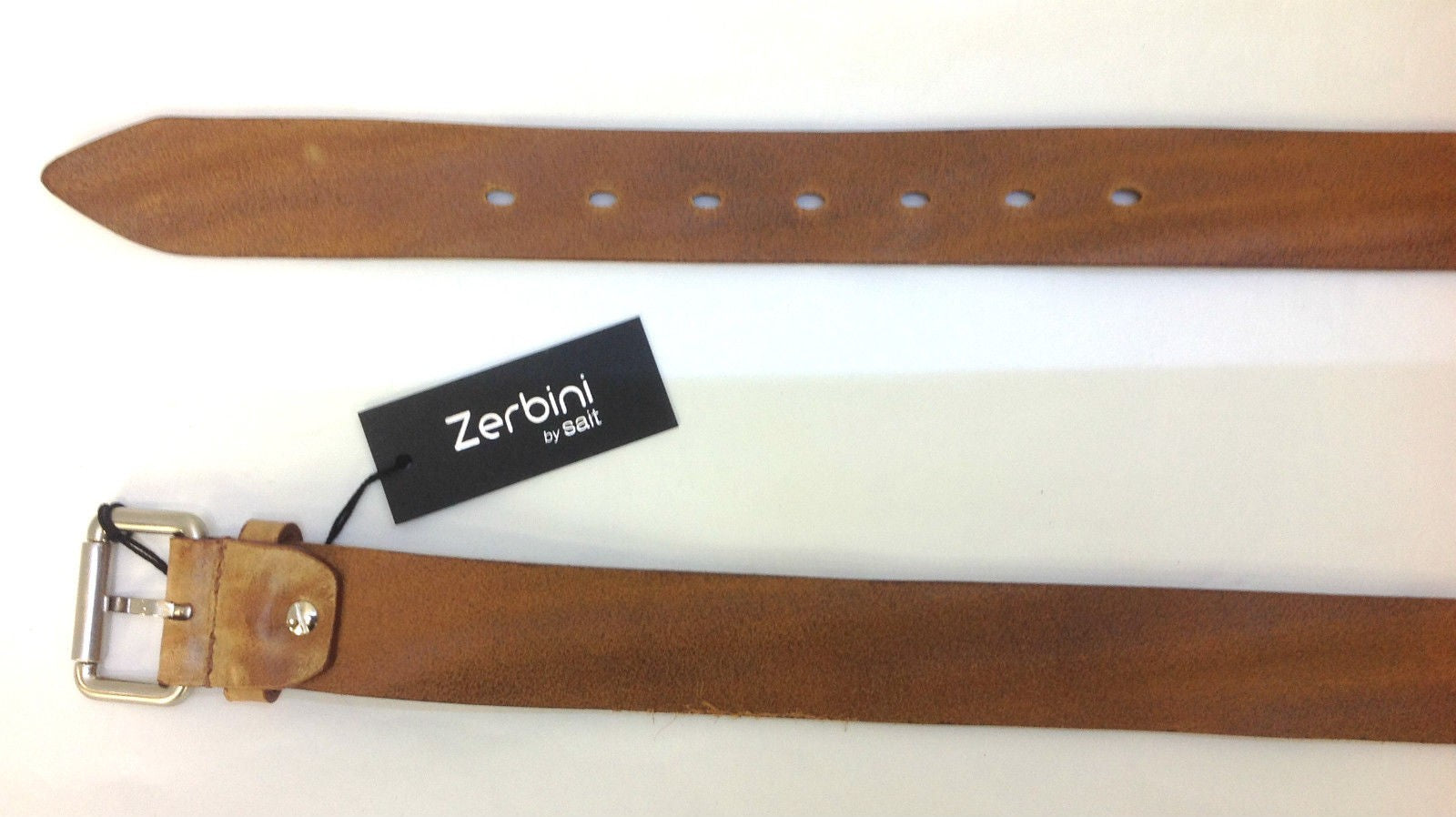 CINTA ZERBINI IN PELLE BOTTOLATA COGNAC FIBBIA IN ACCIAIO SAT. A VITE H. 3,5 CM