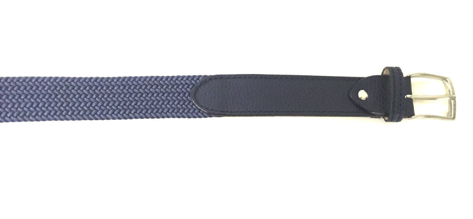 CINTURA DA UOMO ZERBINI COTONE ELAST. E PELLE BLU E FIBBIA SILVER A15ZE02