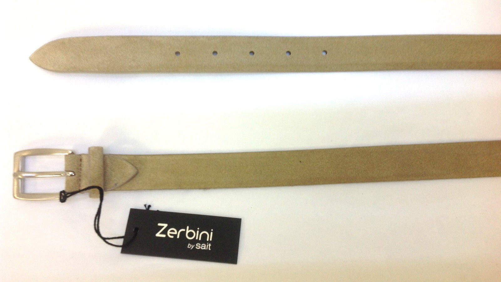 CINTA ZERBINI IN CAMOSCIO TAUPE CON FIBBIA CROMATA E SATINATA A VITE H. 2,5 CM