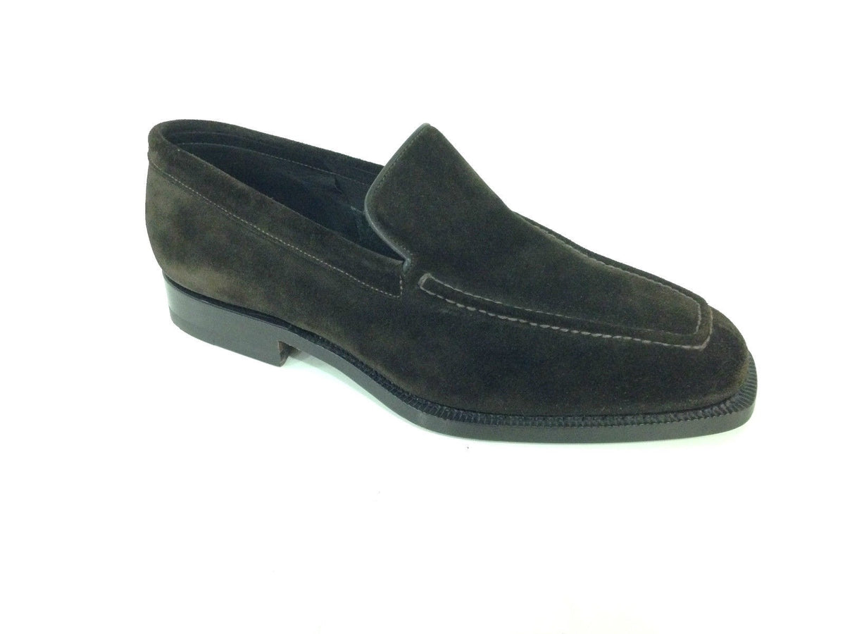 SCARPE UOMO SANTONI MOCASSINO P. QUADRA FATTE A MANO  CAMOSCIO TESTA DI MORO  27