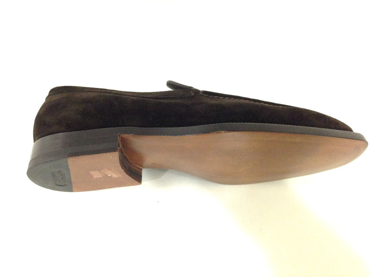SCARPE UOMO SANTONI MOCASSINO P. QUADRA FATTE A MANO  CAMOSCIO TESTA DI MORO  27