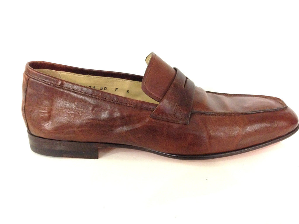 SCARPE UOMO SANTONI MOCASSINO PELLE BLISS COGNAC VASCHETTA QUADRA FATTA MANO 63