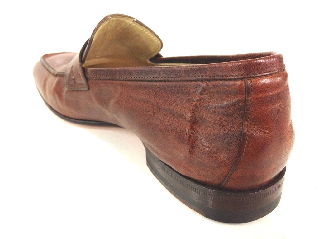 SCARPE UOMO SANTONI MOCASSINO PELLE BLISS COGNAC VASCHETTA QUADRA FATTA MANO 63