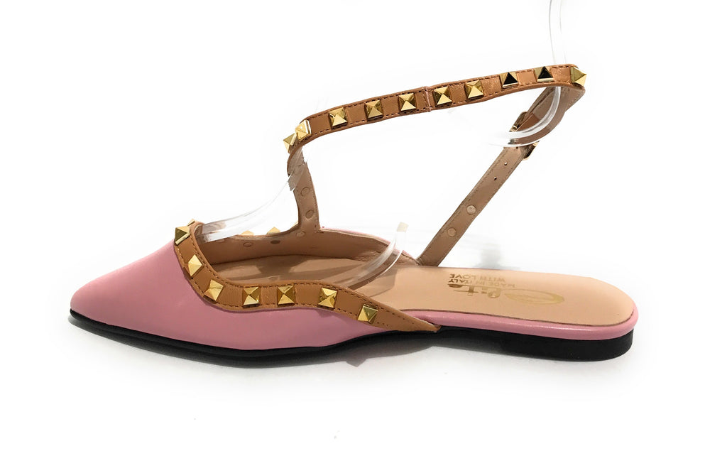 Scarpe donna Elite sabot con tallone aperto a punta in pelle colore rosa/ senape DS22EL09 4523