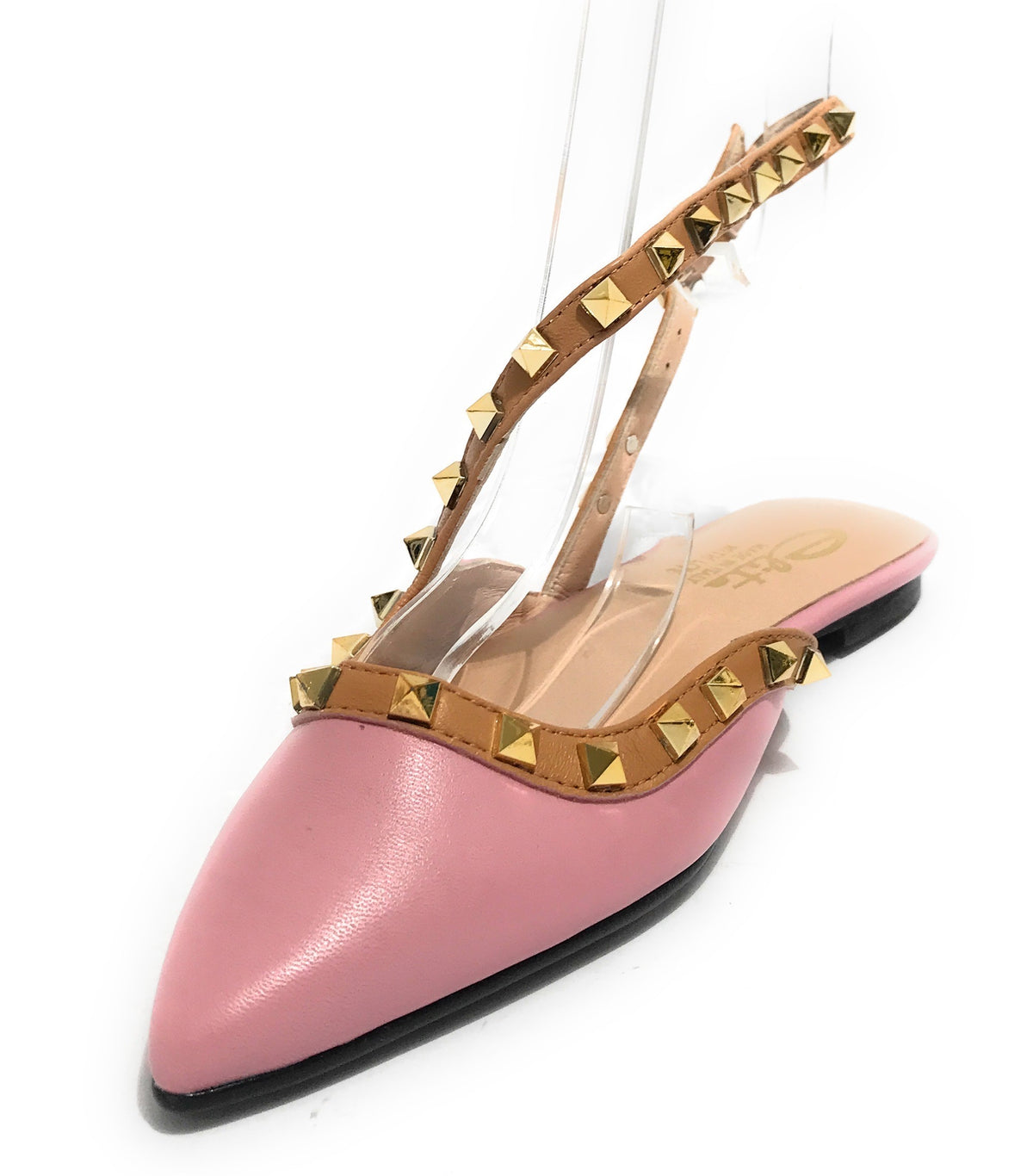 Scarpe donna Elite sabot con tallone aperto a punta in pelle colore rosa/ senape DS22EL09 4523