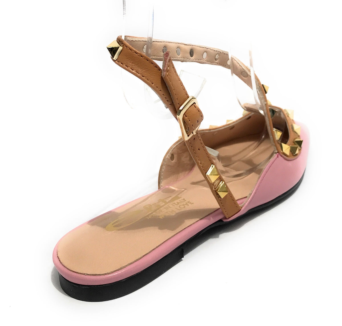 Scarpe donna Elite sabot con tallone aperto a punta in pelle colore rosa/ senape DS22EL09 4523