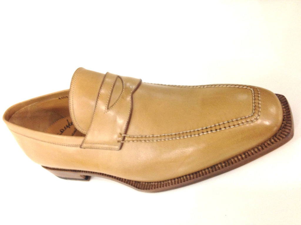 SCARPE UOMO SANTONI MOCASSINO SFILATO BEIGE MALAGA  fatto mano s 66