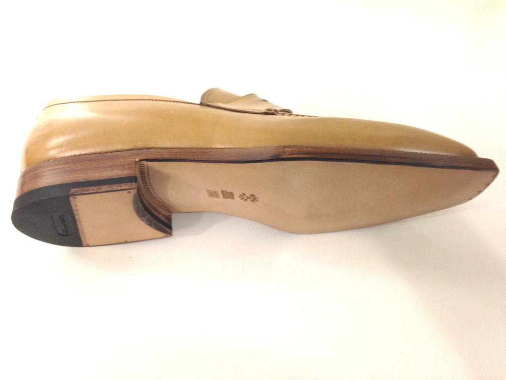SCARPE UOMO SANTONI MOCASSINO SFILATO BEIGE MALAGA  fatto mano s 66