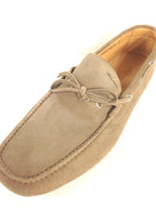 SCARPE UOMO SANTONI MOCASSINO  SPORTIVO PELLE SCAMOSCIATA BEIGE FIOCCHETTO  S 80