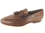 SCARPE UOMO SANTONI MOCASSINO SFILATO CON NAPPE PELLE CERVO MORO  FATTA MANO 58