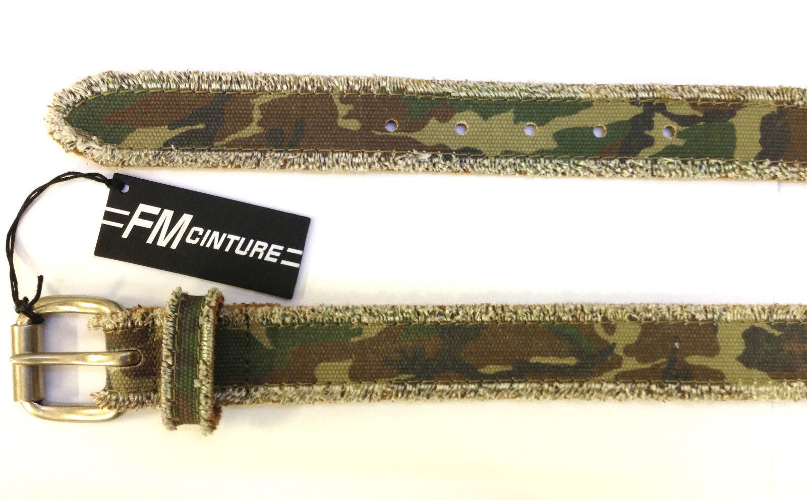 CINTA DA UOMO FABRIZIO  MANCINI N PELLE E TESSUTO CAMOUFLAGE SFRANGIATO