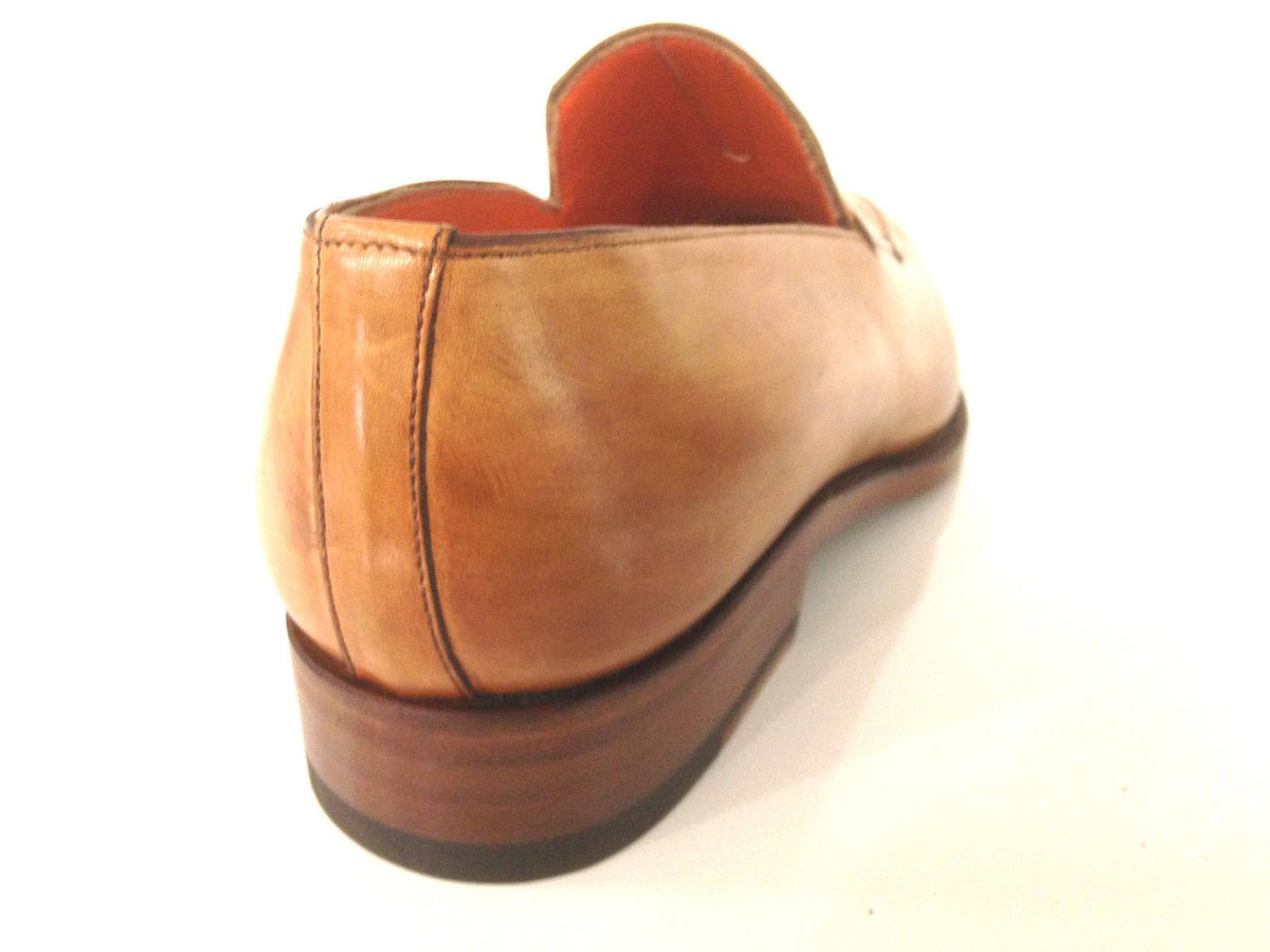 SCARPE UOMO SANTONI MOCASSINO SFILATO MARRONE  MANGO ANTICATO   FATTA MANO 55