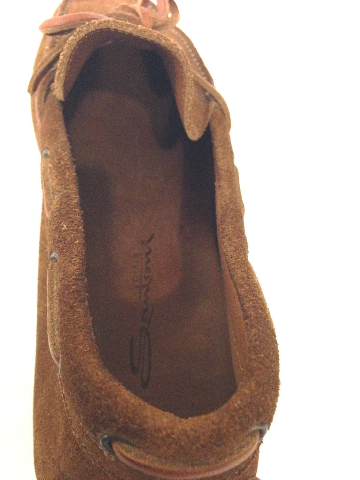 SCARPE UOMO SANTONI MOCASSINO SPORTIVO SCAMOSCIATO MARRONE TABACCO FIOCCO S 90