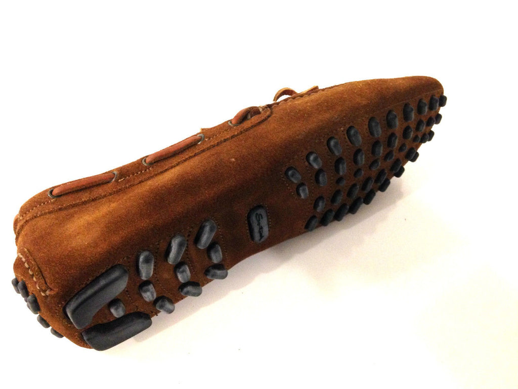 SCARPE UOMO SANTONI MOCASSINO SPORTIVO SCAMOSCIATO MARRONE TABACCO FIOCCO S 90